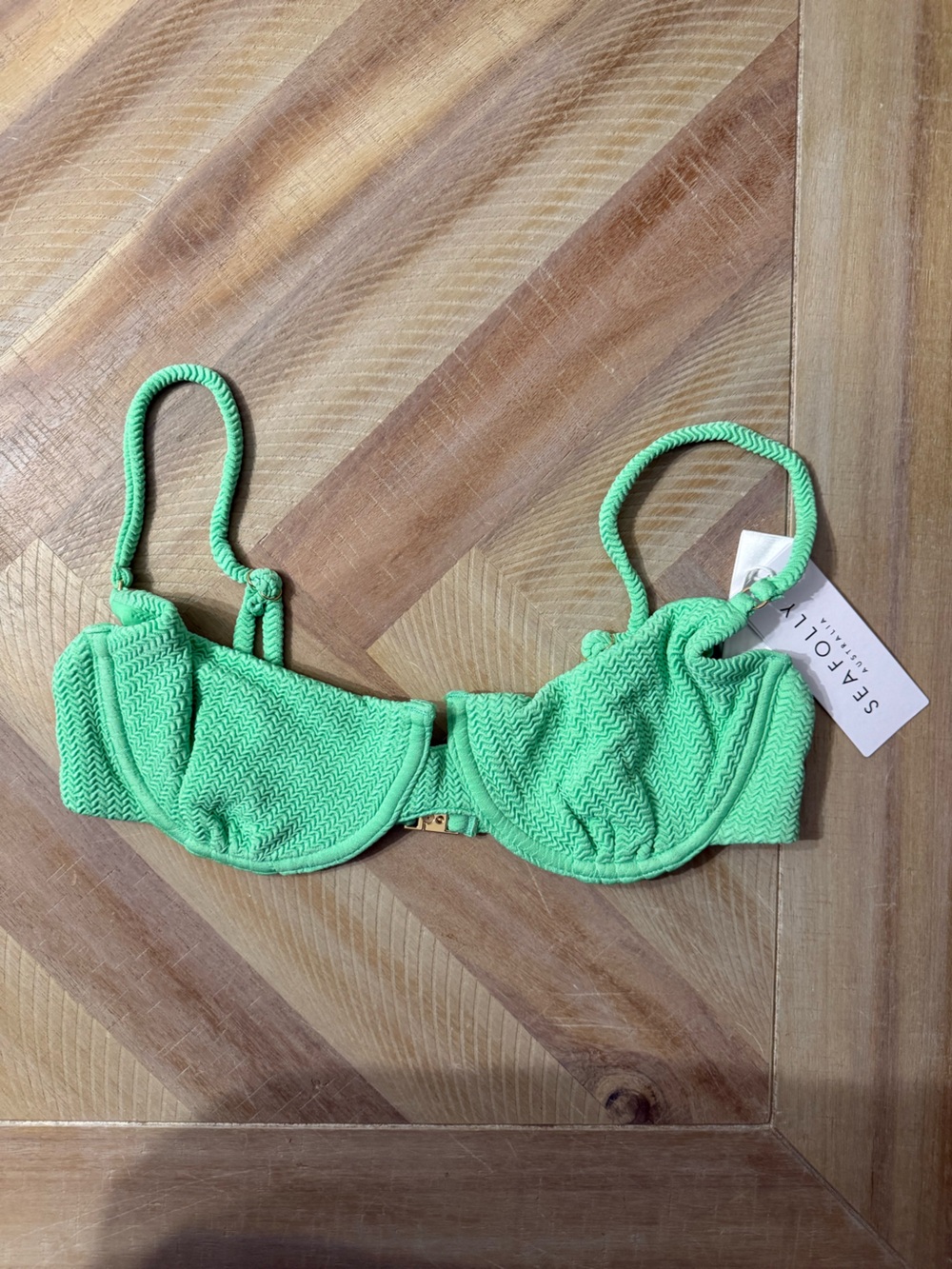 Seafolly Mint Green Textured Bikini Top